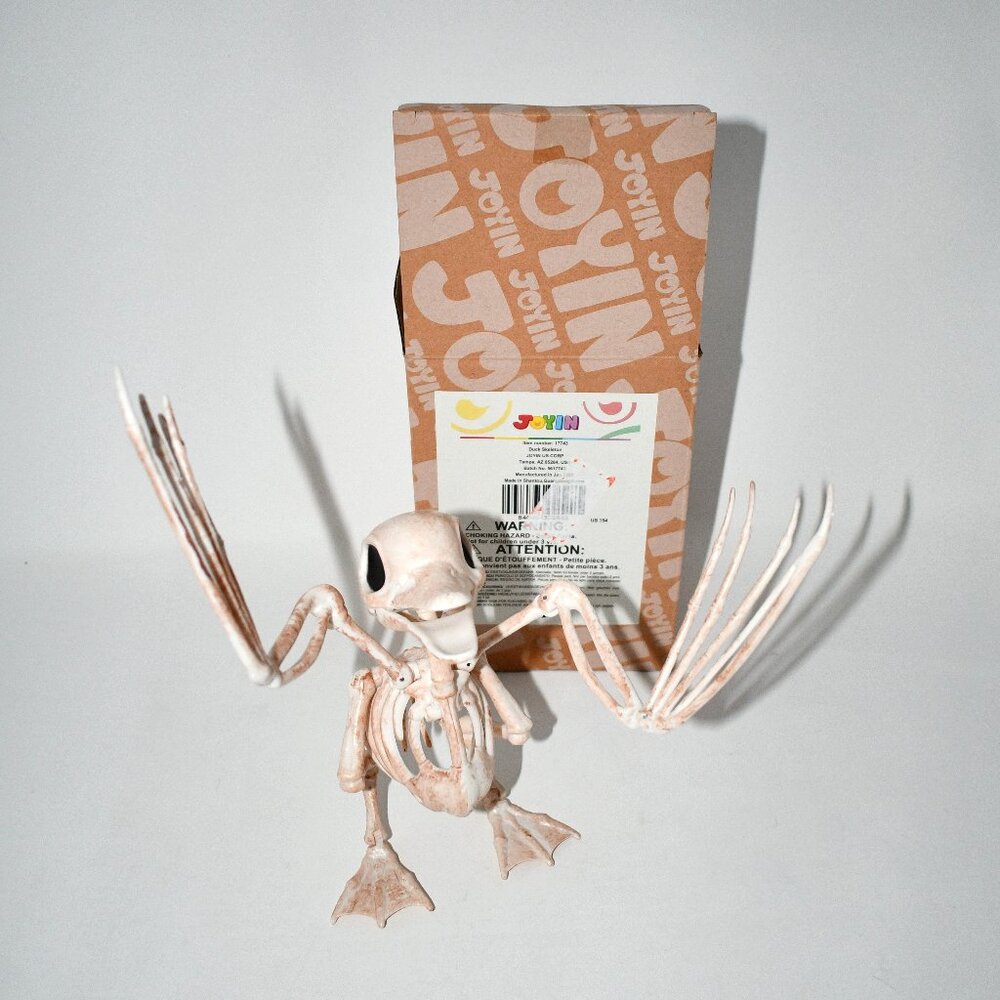 JOYIN Duck Skeleton Halloween Decoration, 6.89” Movable Animal Skeleton, NWT Bra